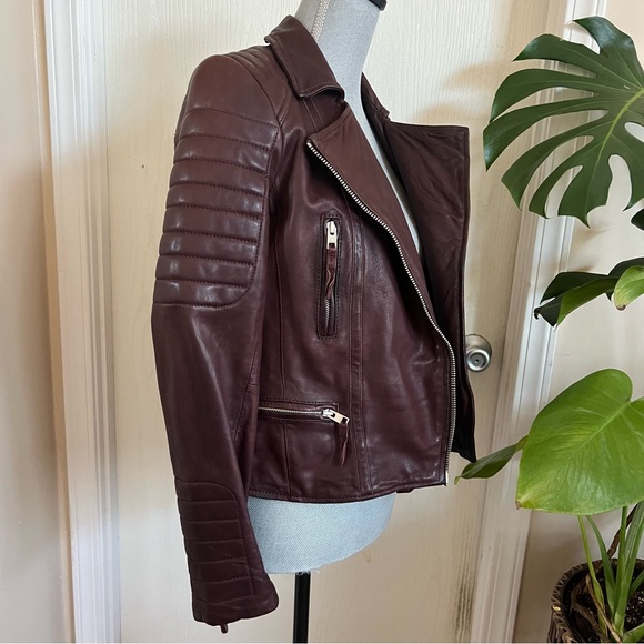 All Saints Oxblood Leather Jacket - Picture 7 of 16